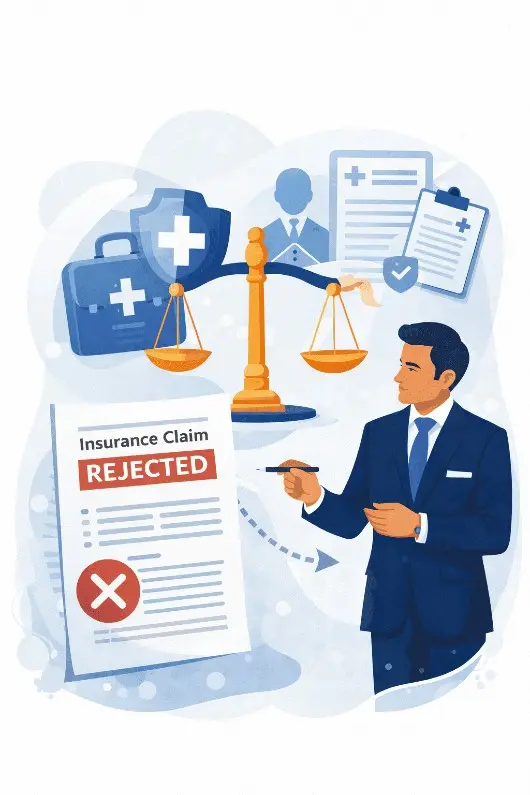 Insurance claim rejected document with expert helping in claim appeal and settlement process
